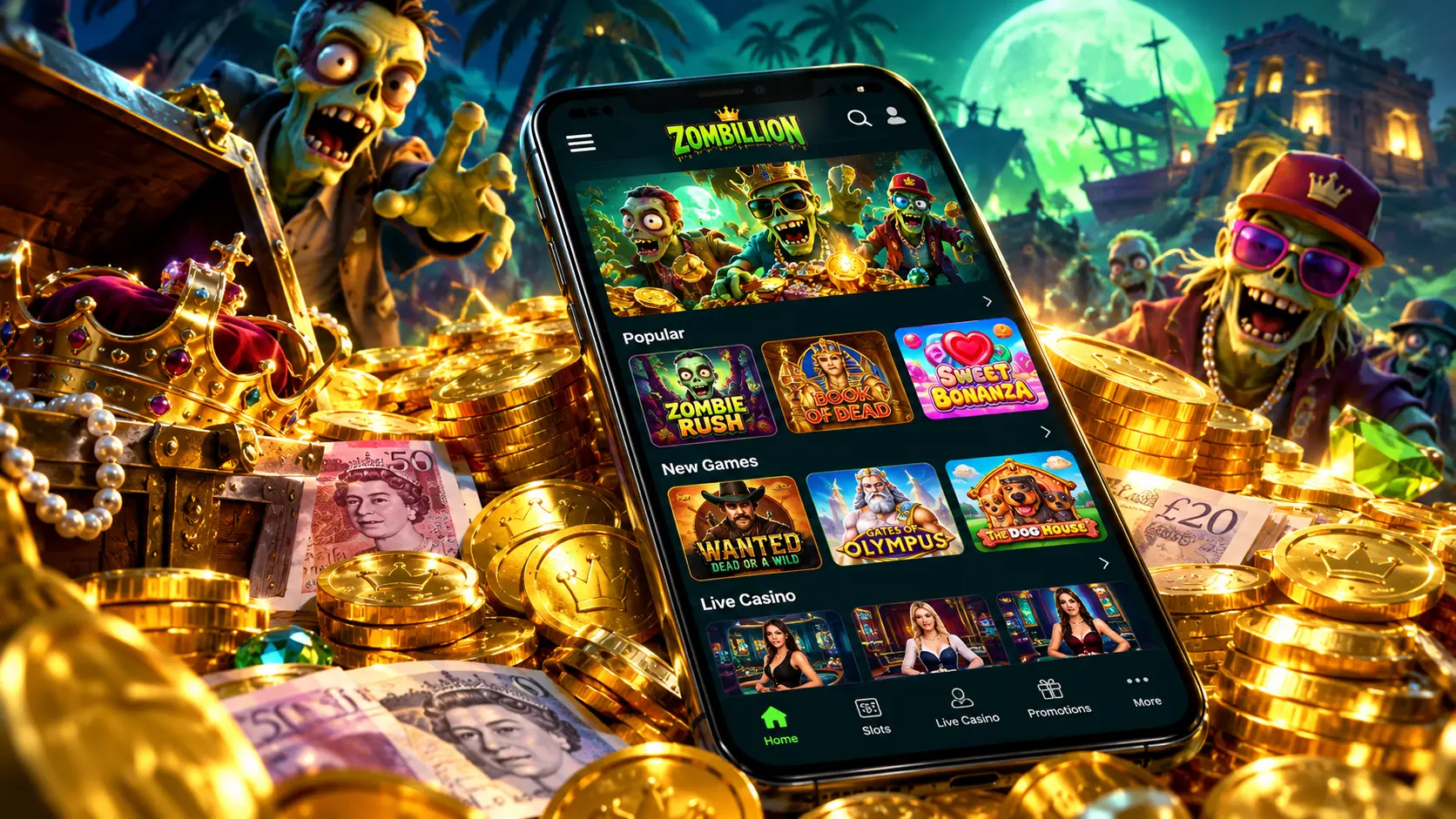 Zombillion Casino app experience on a smartphone